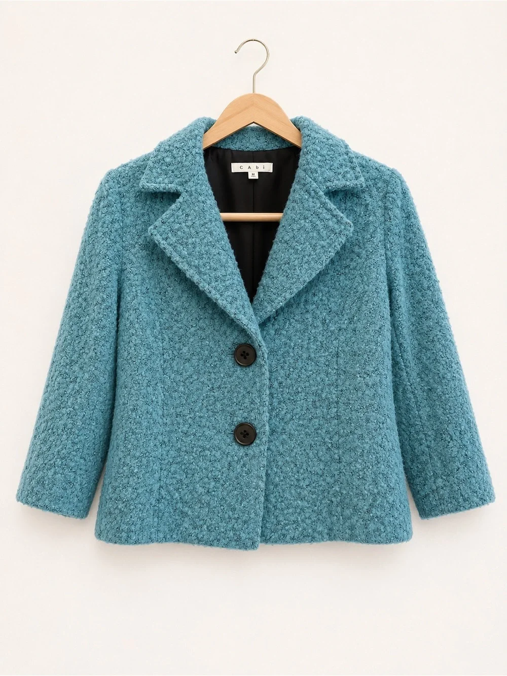 Cabi Bouclé Textured Jacket Coat Blue Teal Size 6 - Picture 1 of 5